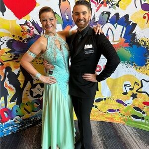 Mint Green Dance Dress with Rhinestones